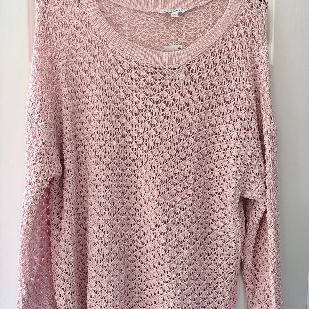 Beautiful crocheted sweater in blush pink, NWT, Sz 2X